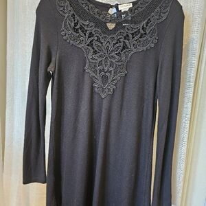 Arianne Black Long Sleeve Embellished Blouse